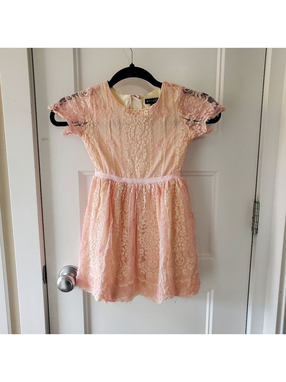 Peach Pink Toddler Dress Embroidered